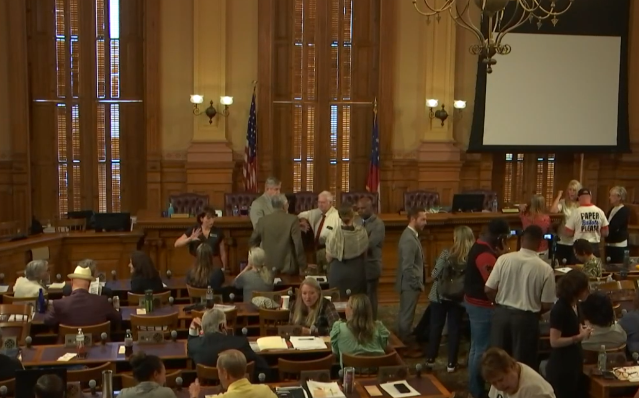 BREAKING: GA Election Board Leaves Room For Executive Session To Chants Of "Transparency" Dr. Johnston Cheered, Chairman Booed